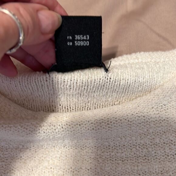 Calvin Klein jeans szS LS grey & white striped sweater sheer back panel EUC - Picture 4 of 7